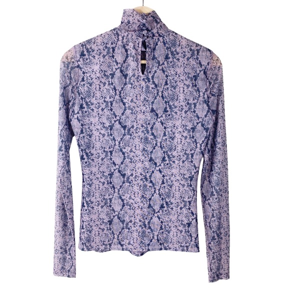 CINQ A SEPT Python Mesh Long Sleeve Turtleneck Top Small - Picture 5 of 9